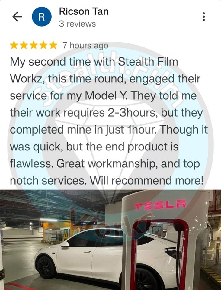 Tesla Car window Tint - https://stealthfilmworkz.com